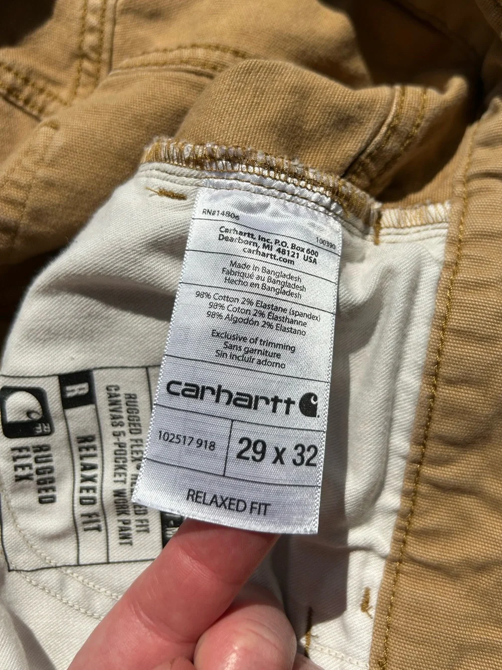 Carhartt Rugged Flex Relaxed Fit Canvas 5-pocket work pants W29 L32 BN2517-M - Picture 4 of 15